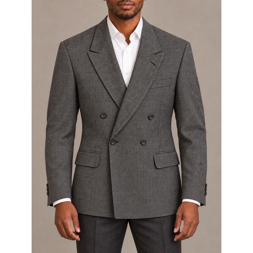 249 Vintage NWOT Haggar Imperial Black White Double Breasted Micro Check Blazer